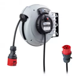 Удлинитель силовой на автоматической катушке Mavel Roll Compact (арт.808780), 10м, 380В, H05VV-F, 5X1,5мм2, 4A, с разъёмом 3P+N+E